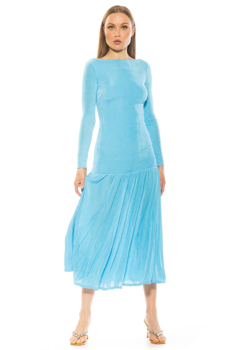 Alexia Admor Khaite Long Sleeve Midi Dress, Alternate, color, Halogen Blue