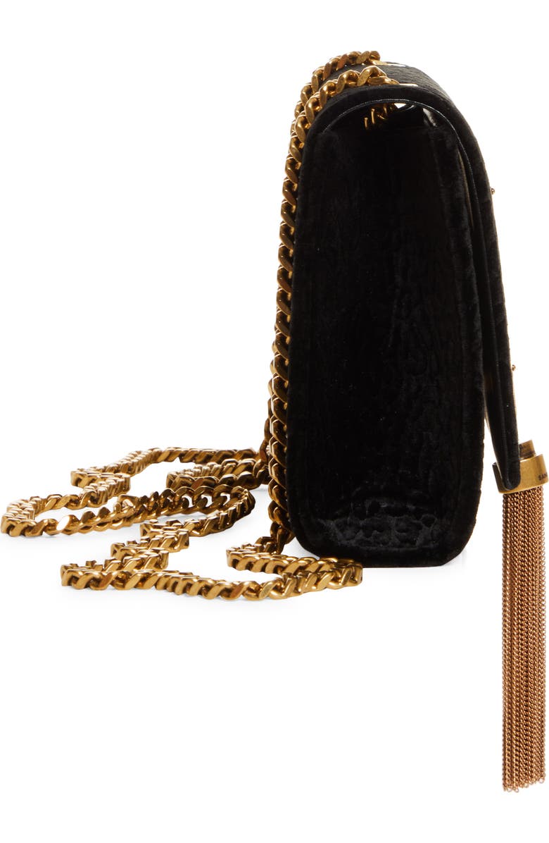 Saint Laurent Small Kate Flocked Velvet Crossbody Bag, Alternate, color,