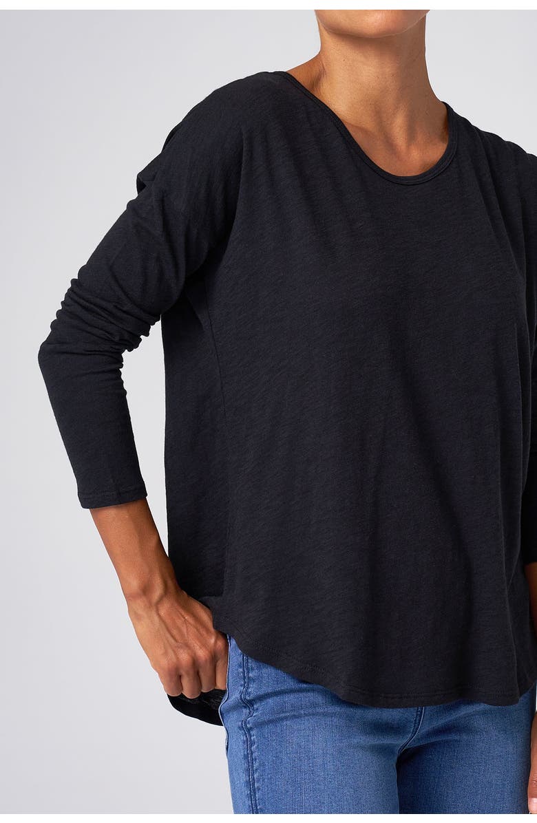 Franne Golde Slub Jersey Relaxed Long Sleeve Tee, Alternate, color, Black