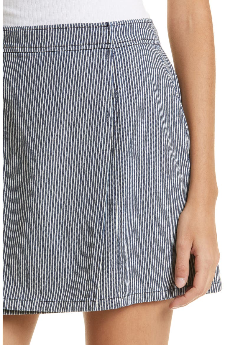 Ticking Stripe Wrap Miniskirt, Alternate, color, NAVAL BLUE