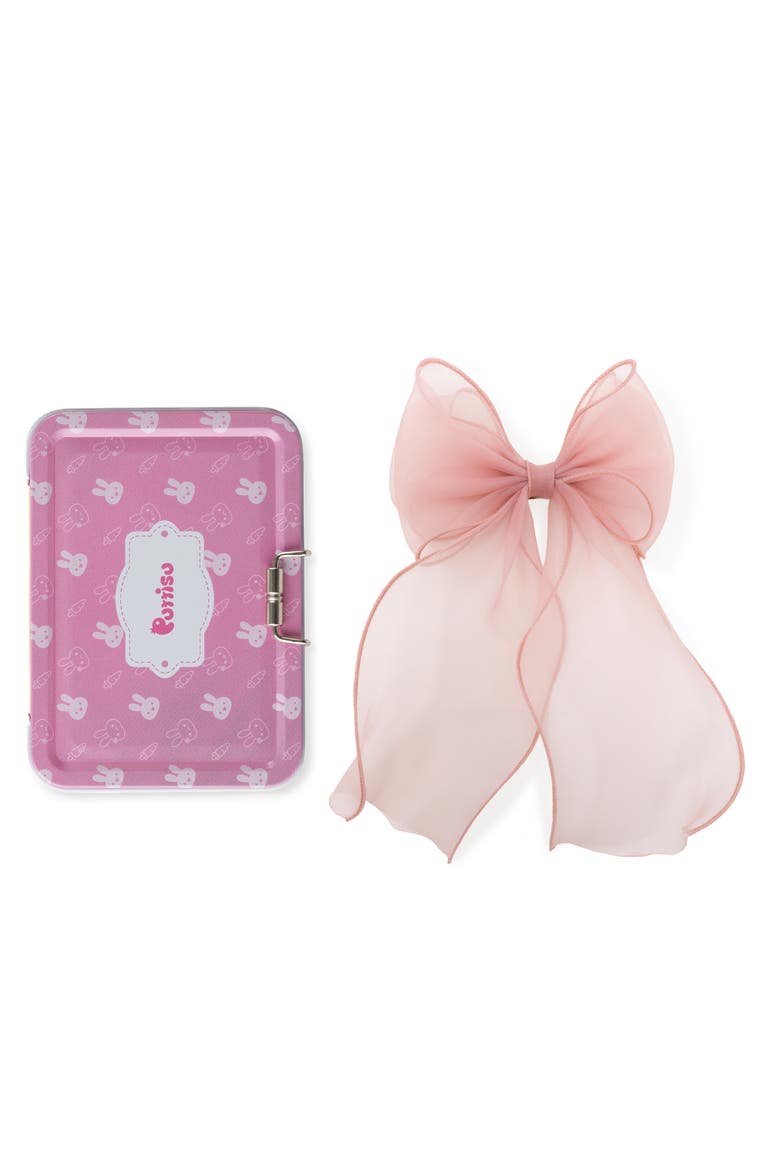 Organza Large Bow Clip Gift Set with Tin Case, Main, color, Blush Pink