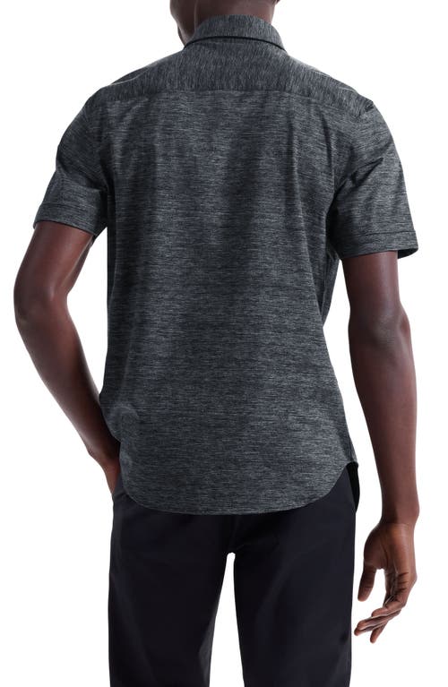 Bugatchi Miles Ooohcotton® Space Dye Short Sleeve Button-up Shirt In Gray