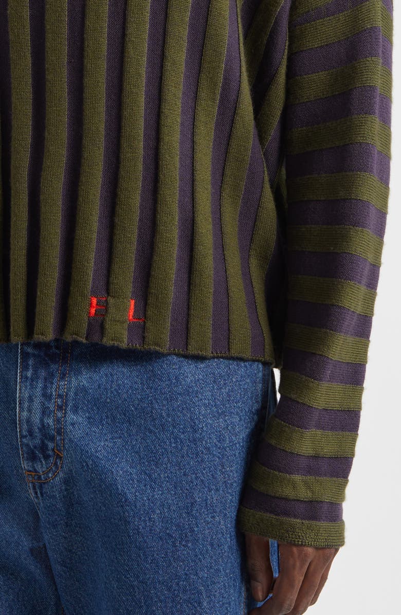 Eckhaus Latta Keyboard Stripe Wool Crewneck Sweater, Alternate, color, Mallard