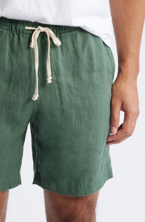 Alex Crane Bo Linen Drawstring Shorts In Pine