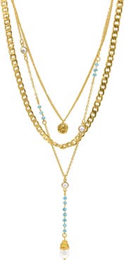 Adornia Bead & Freshwater Pearl Layered Necklace