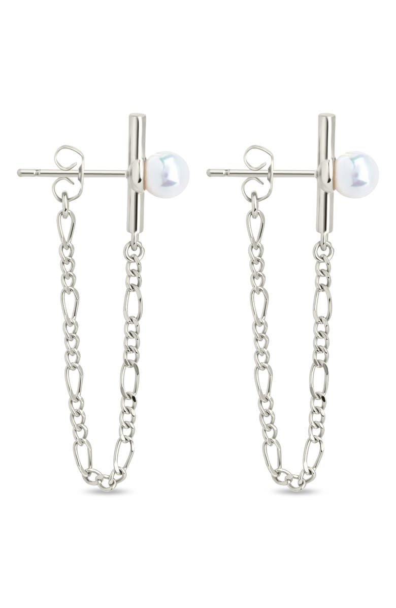 Sterling Forever Tristan Faux Pearl Chain Drop Earring, Alternate, color,
