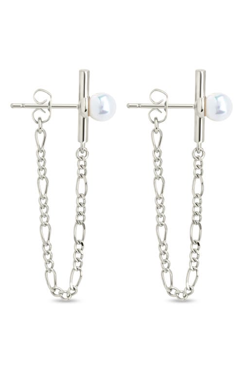 Sterling Forever Tristan Faux Pearl Chain Drop Earring In Silver