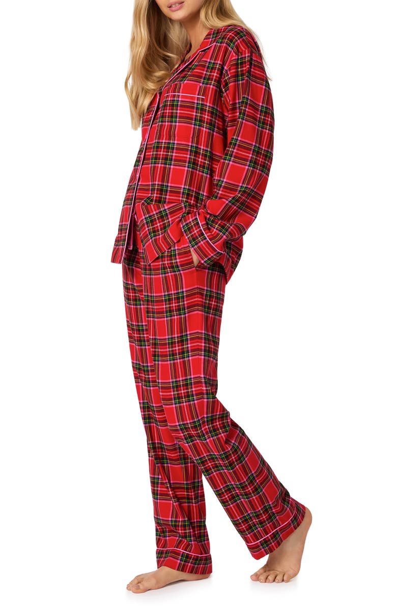 BedHead Pajamas Print Long Sleeve Organic Cotton Jersey Pajamas, Alternate, color, Christmas Plaid