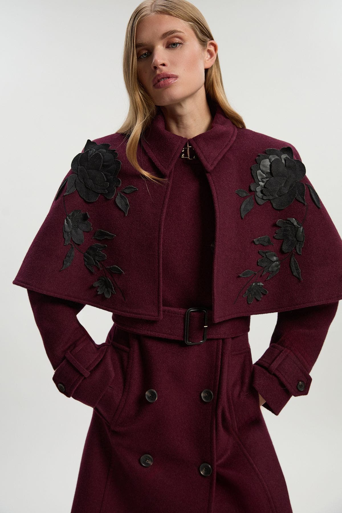 Karen Millen Tailored Funnel-Neck Cape Midi Coat (Women) | Nordstrom