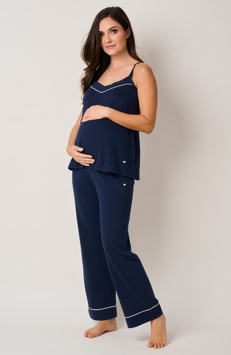 Petite Plume The Cozy Maternity Tank, Pants & Robe Set, Alternate, color,