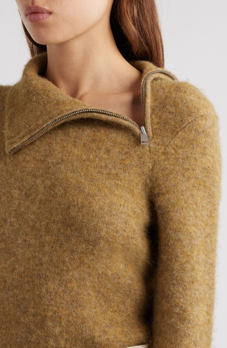 Isabel Marant Étoile Odelle Alpaca Blend Zip Shoulder Sweater, Alternate, color, Honey