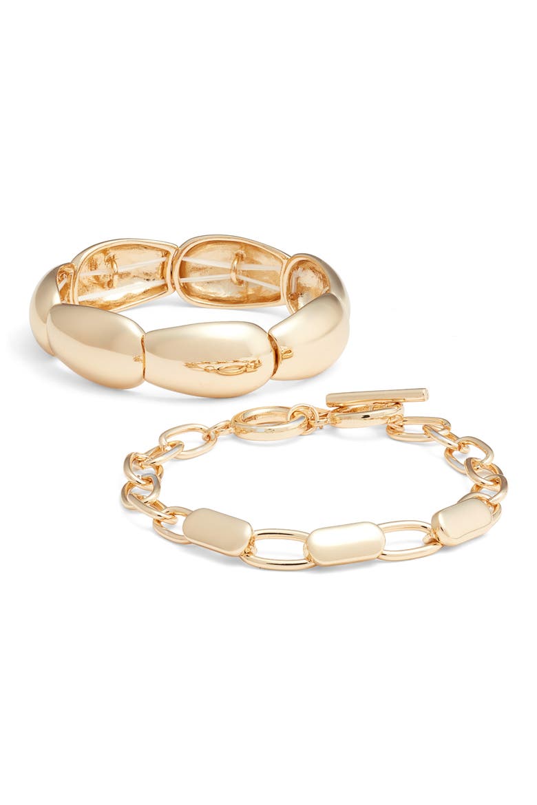 Set of 2 Goldtone Bracelets, Main, color, GOLD
