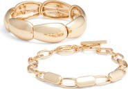 Open Edit Set of 2 Goldtone Bracelets