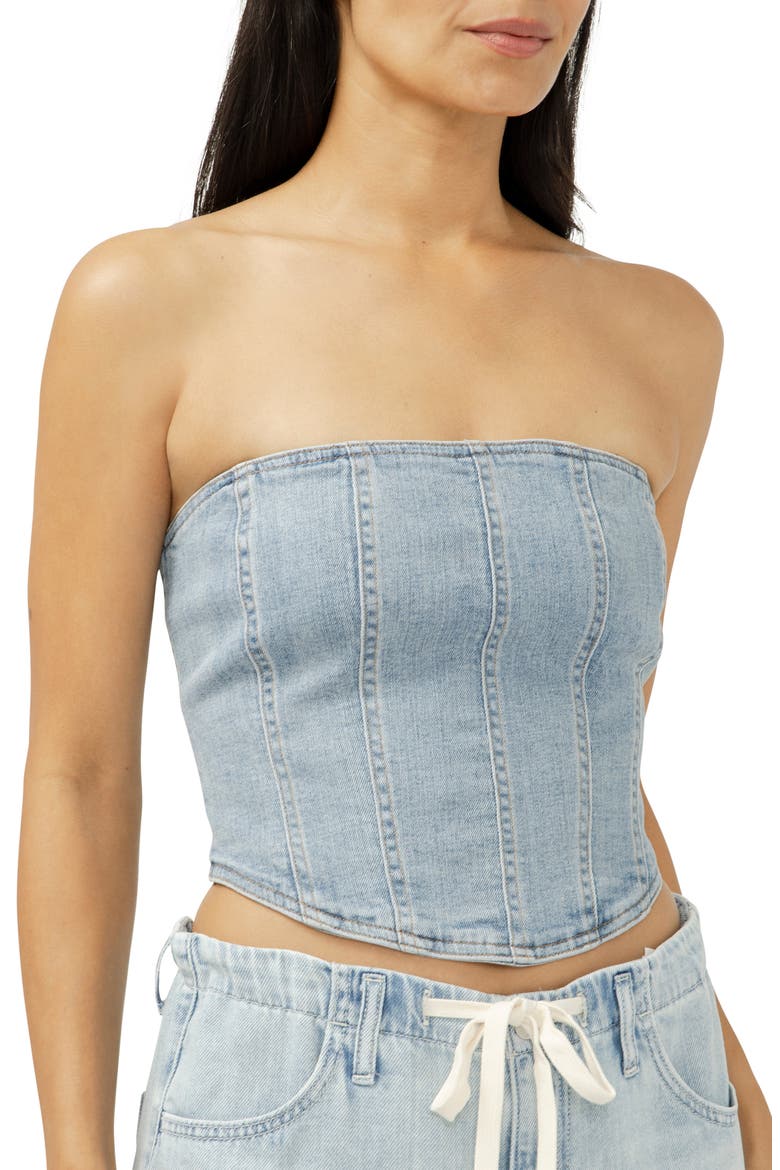 Strapless Denim Corset Top, Alternate, color, MAZATLAN