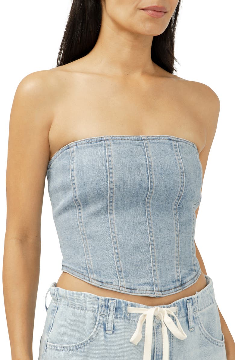 Silver Jeans Co. Strapless Denim Corset Top, Alternate, color, Mazatlan