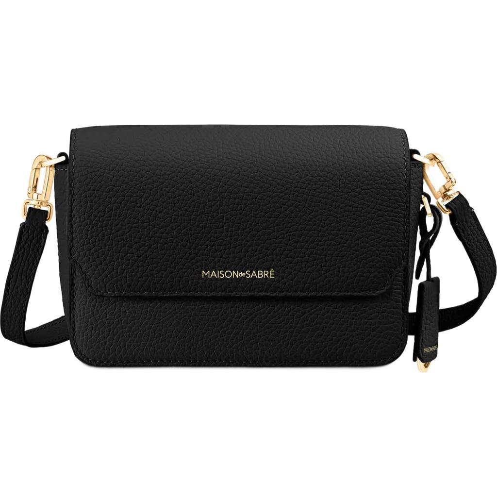 MAISON de SABRÉ Mini Leather Flap Bag in Black Caviar at Nordstrom