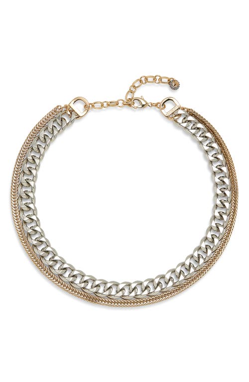 Demarson Bronx Double Chain Necklace In Gold/silver