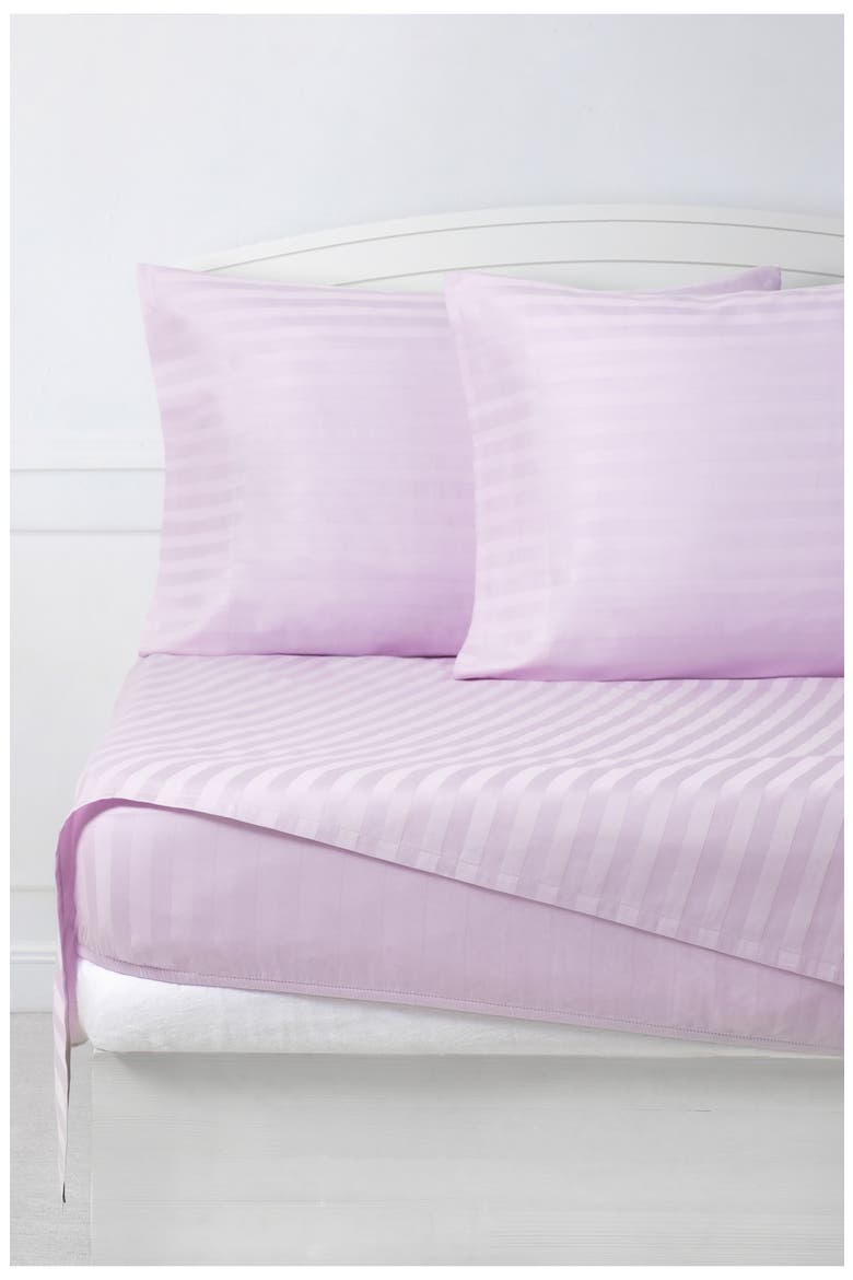 Sateen Stripe 4-Piece Sheet Set, Alternate, color, LILAC