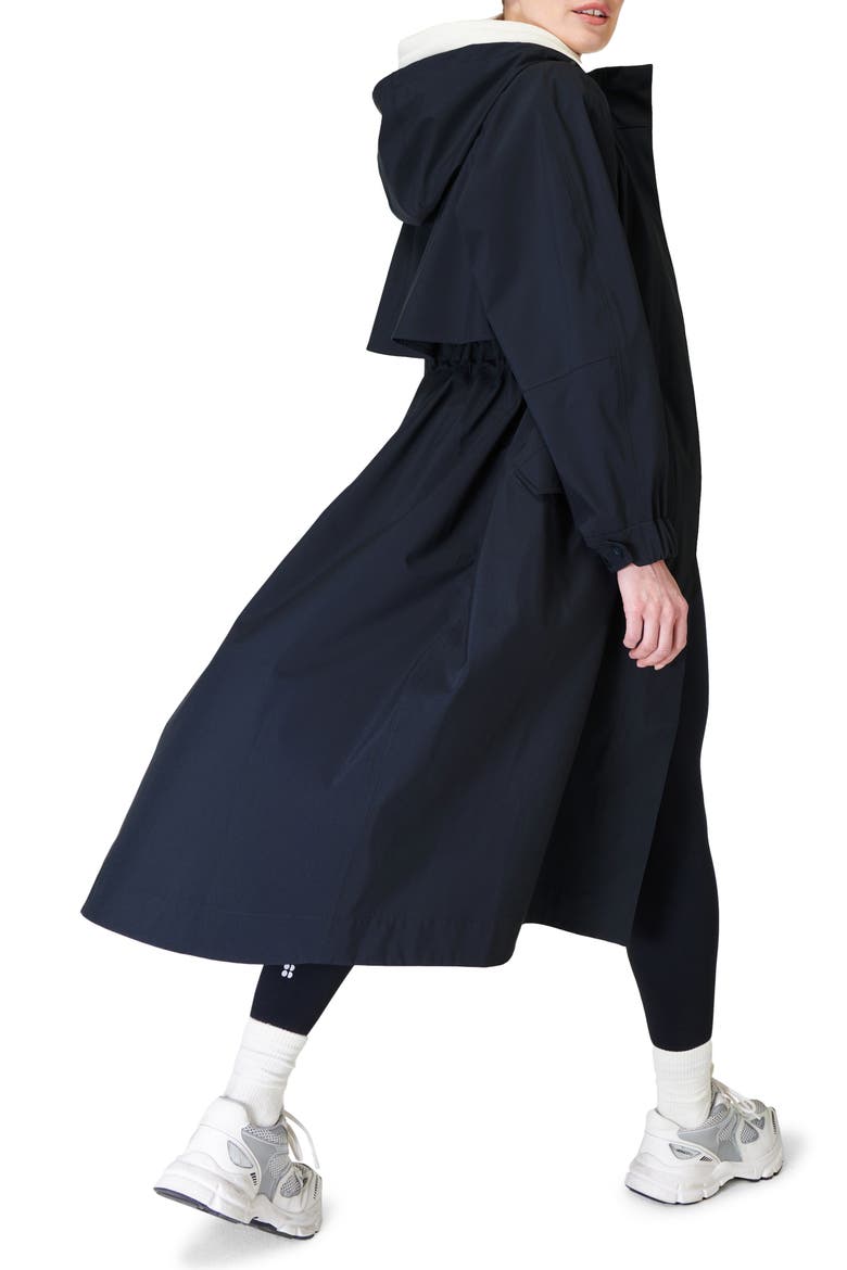 Motion Longline Recycled Polyester Trench Coat, Alternate, color, FRENCH NAV
