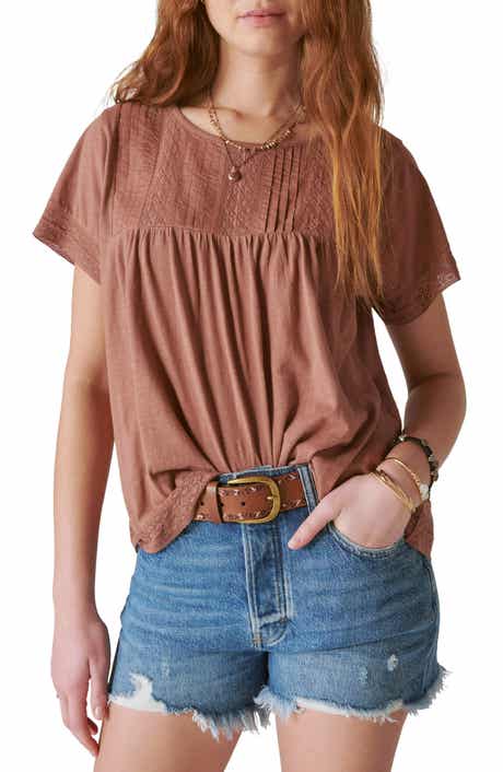 Lucky Brand Pintuck & Lace Top