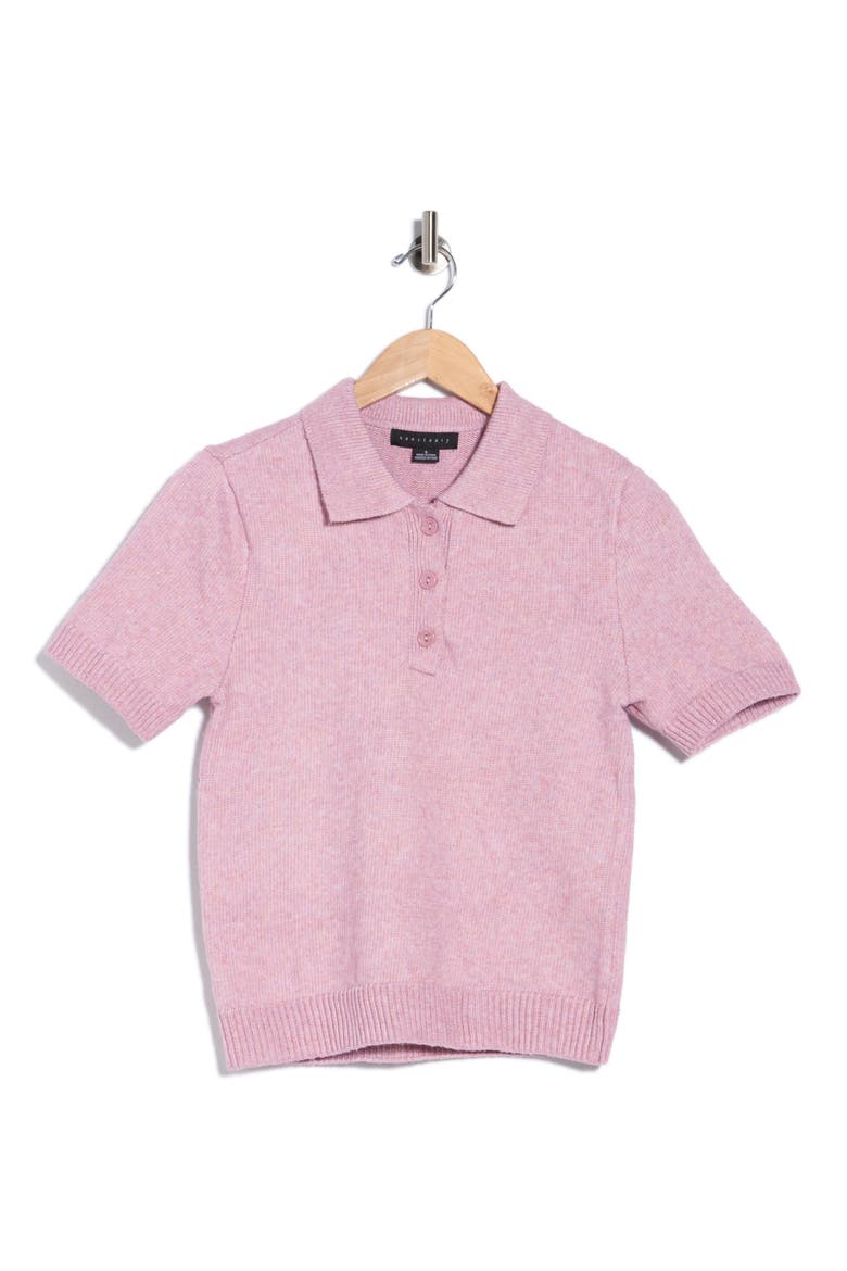 Short Sleeve Polo Sweater, Alternate, color, ORCHID DUSK PURPLE