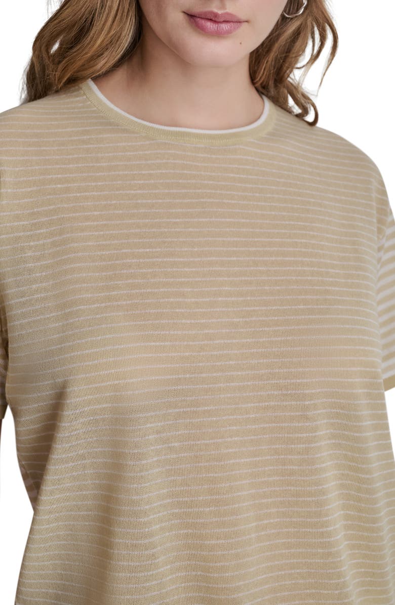 DKNY Stripe Short Sleeve Sweater, Alternate, color,