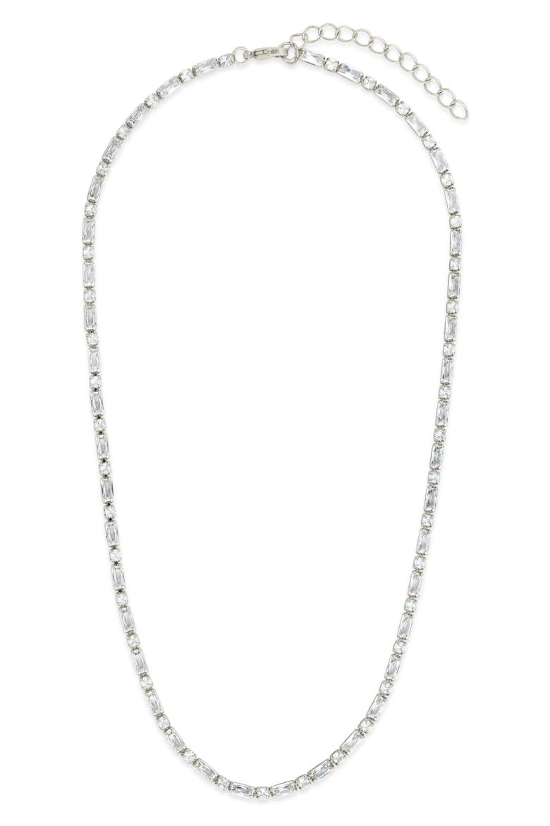 Georgia Cubic Zirconia Tennis Necklace, Main, color, SILVER