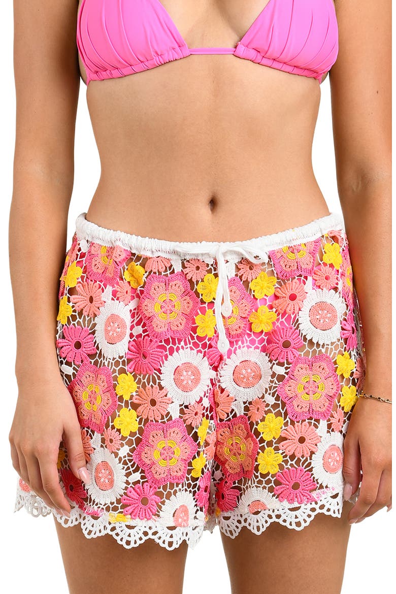 Happy Open Stitch Cover-Up Shorts, Main, color, PINK