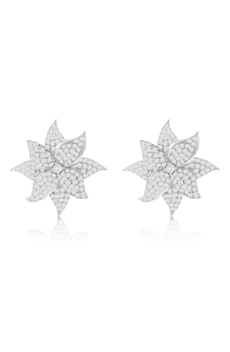 SUZY LEVIAN Cubic Zirconia Flower Stud Earrings, Main, color, White