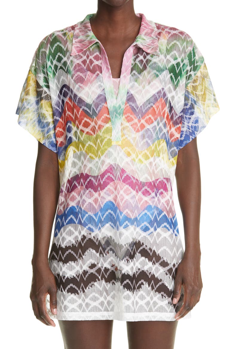 Short Sleeve Cover-Up Tunic, Main, color, MULTI