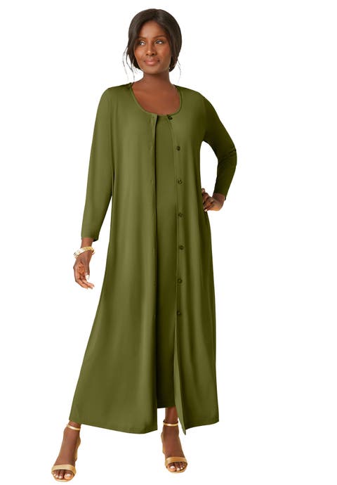 2-Piece Stretch Knit Duster Set (Plus)