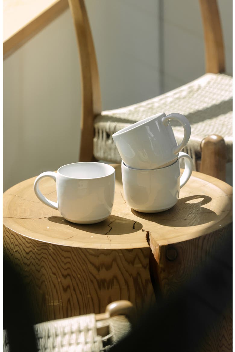 The Mugs Set of 4 Stoneware Mugs, Alternate, color, PEARL WHITE