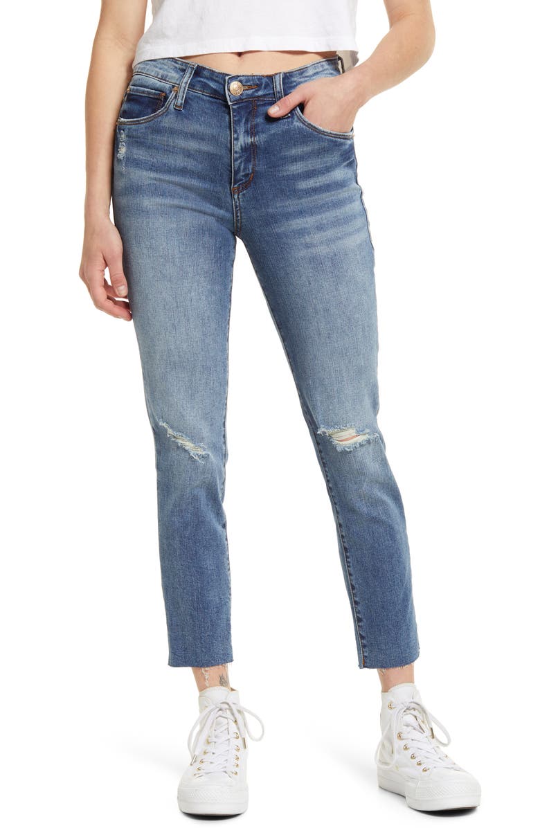 STS Blue Riley High Waist Raw Hem Slim Boyfriend Jeans, Main, color, 