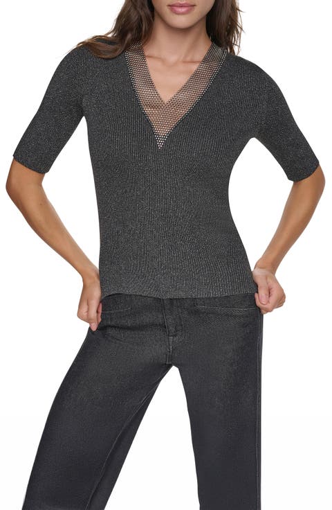 Crystal Embellished Metallic Sweater