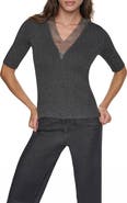 DKNY Crystal Embellished Metallic Sweater