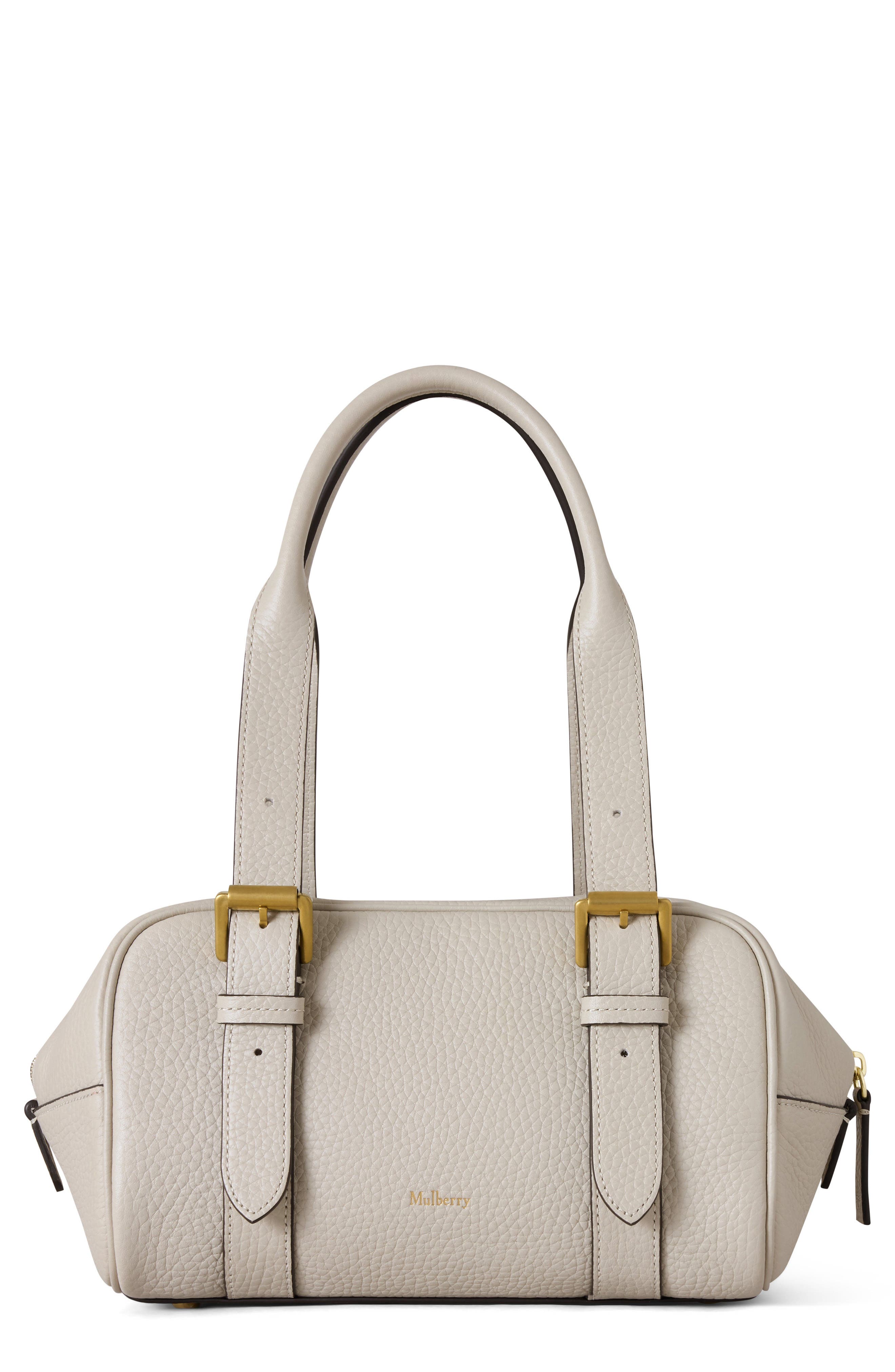 Mulberry Small Boston Heavy Grain Top Handle Bag, Main, color, Chalk