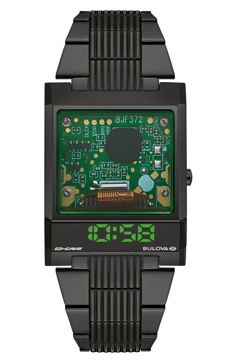 BULOVA x D-Cave Computron Silicone Strap Watch, 32mm, Main, color,
