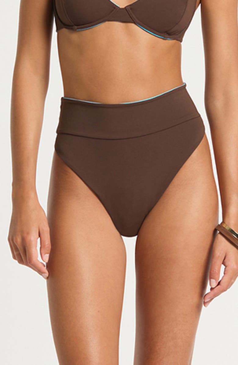 bond-eye Raya Reversible High Waist Bikini Bottoms, Main, color, Espresso Cala