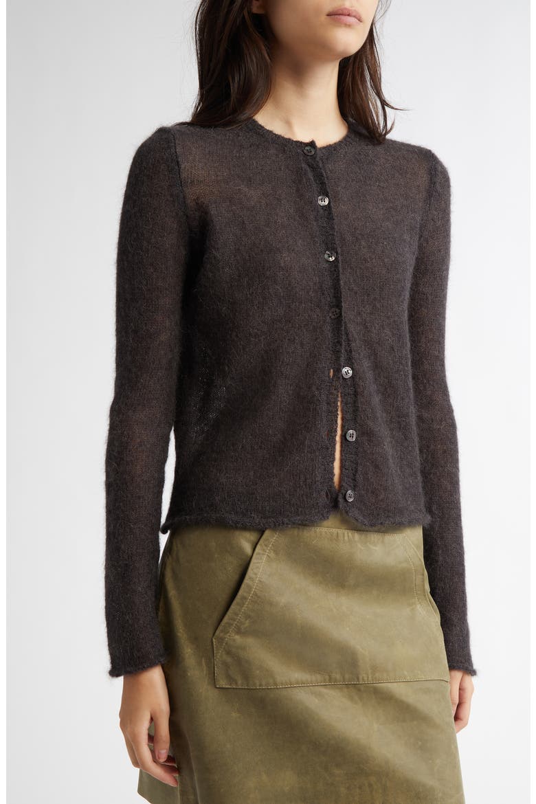 Button Fine Champions Mohair & Alpaca Blend Cardigan, Alternate, color, GREY