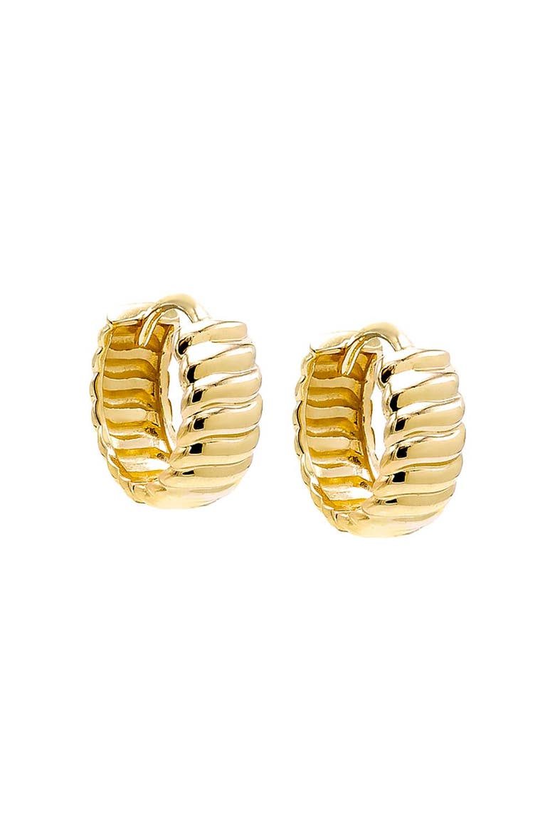 Solid Fluid Ridged Huggie Earring 14K, Main, color, 14K Gold