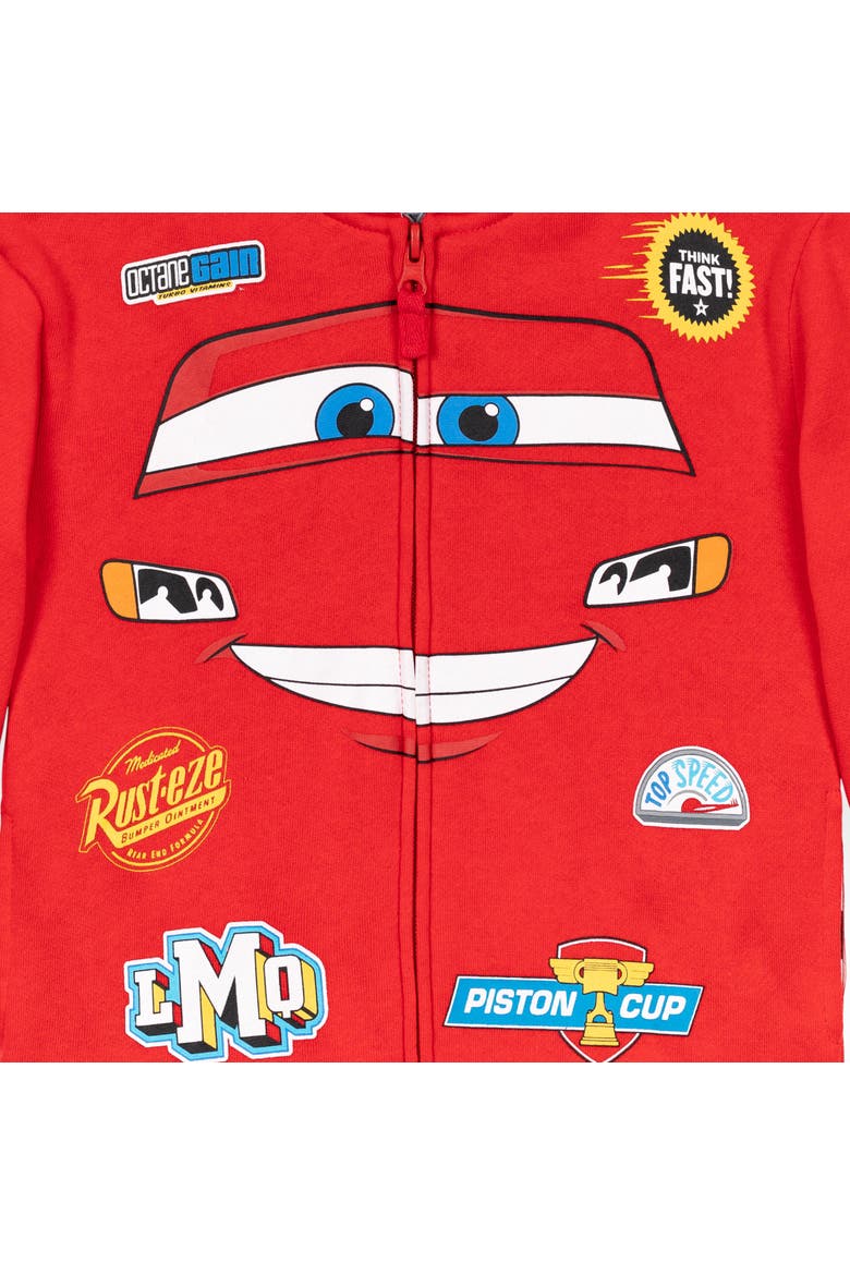 Cars Lightning McQueen Fleece Zip-Up Hoodie, Alternate, color, McQueen Red