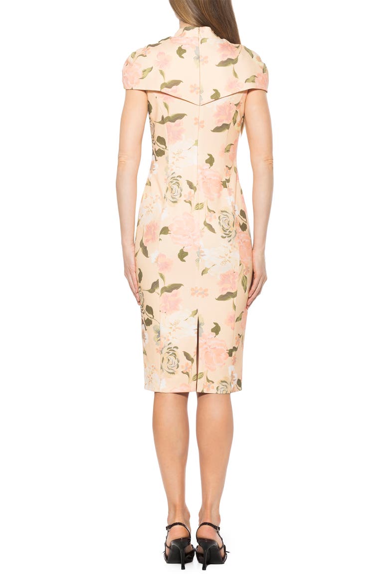 Tati Cape Sheath Dress, Alternate, color, BEIGE FLORAL