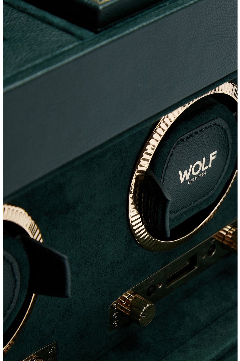 British Racing Triple Watch Winder with Storage, Alternate, color, GREEN