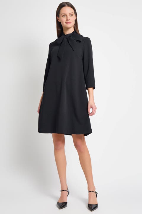 x Tanya Foster Stretch Deco Crepe Tie-Neck Tent Dress