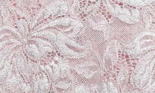 Shop Rabanne Metallic Stretch Lace Midi Skirt In Powder Pink/silver