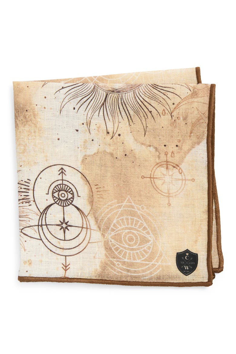 Arcane Linen Pocket Square, Main, color, BEIGE