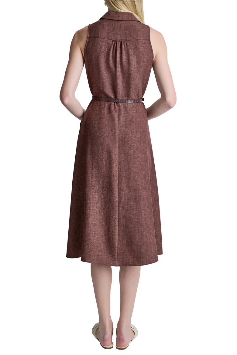 Faux Wrap Belted Midi Dress, Alternate, color, JAVA