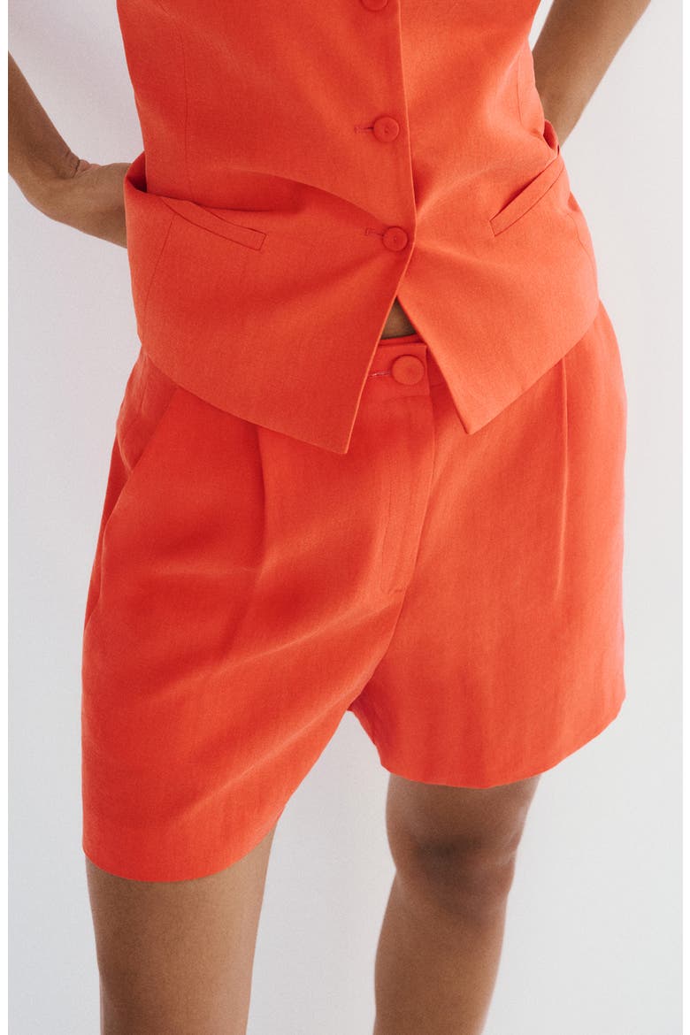 Pleated Shorts, Alternate, color, CLEMENTINE