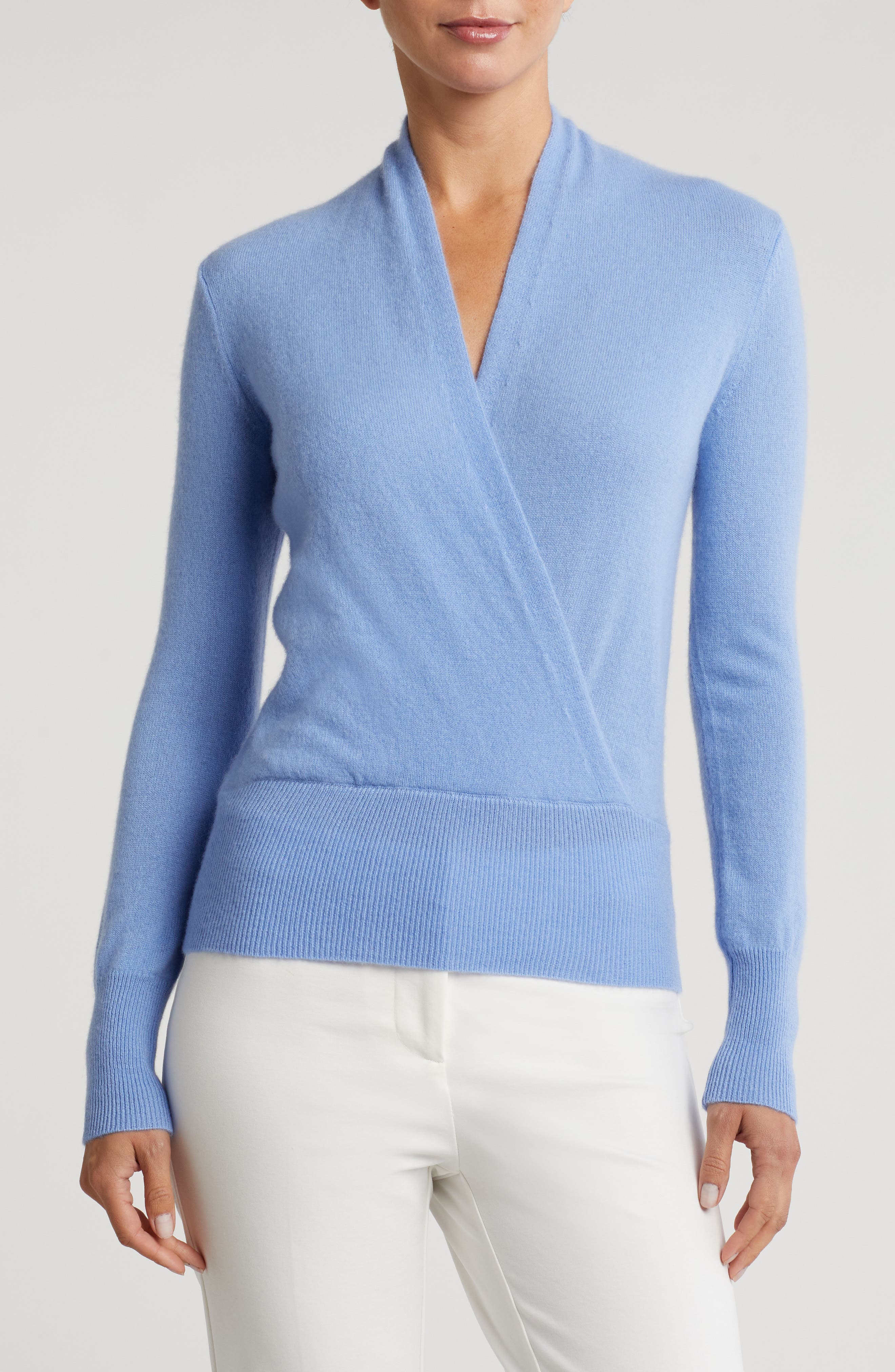 Sofia Cashmere Cashmere Faux Wrap Sweater