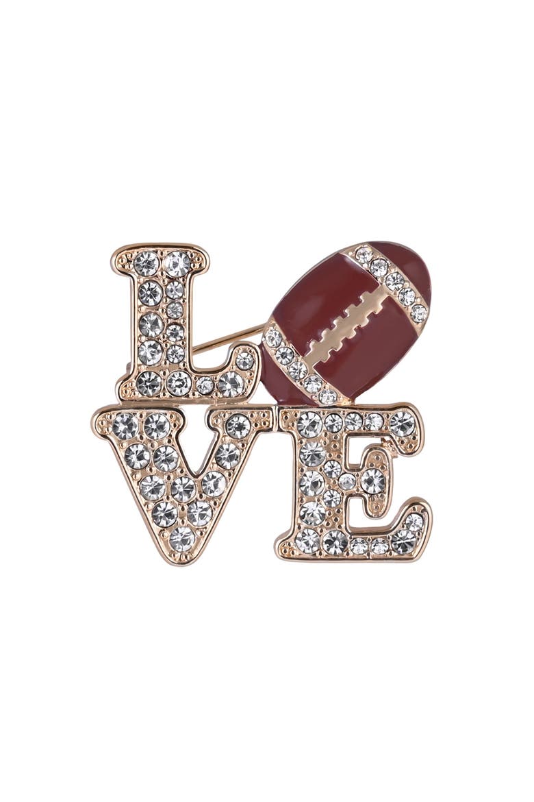 Game Day Stone Love Football Pin, Alternate, color, Brown
